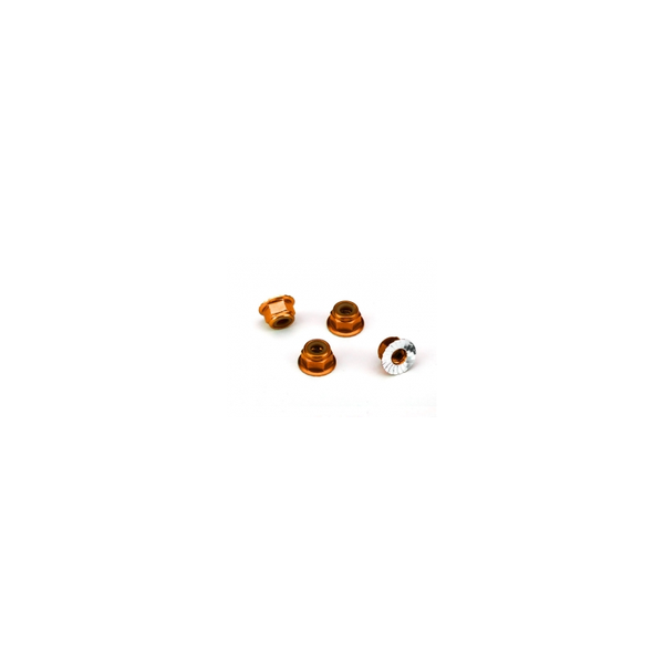 NUTS 4MM FLANGED LOCK ORANGE