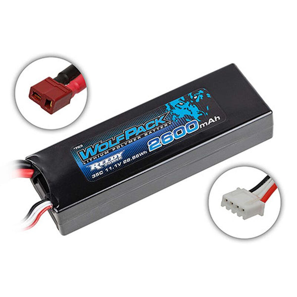11.1V 2600mAh 3S 35C WolfPack LiPo Battery: T-plug