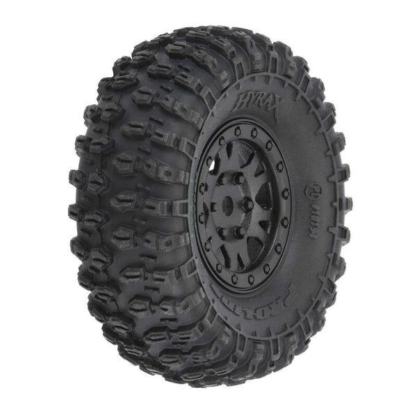 1/24 Hyrax Front/Rear 1.0" Tires Mounted 7mm Black Impulse (4): SCX24