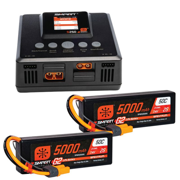 SMART POWERSTAGE 4S SURFACE BUNDLE (2) G2 5000mAh 2S LIPO IC5 & S250 CHARGER