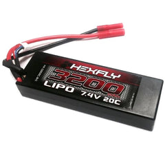 Hexfly 2 cell 7.4V 3200mAh 20C LiPo Battery Hard Case